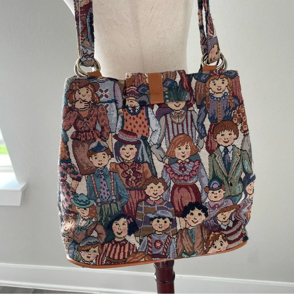 Tapestry Bucket Purse Travel Bag with People from around the world